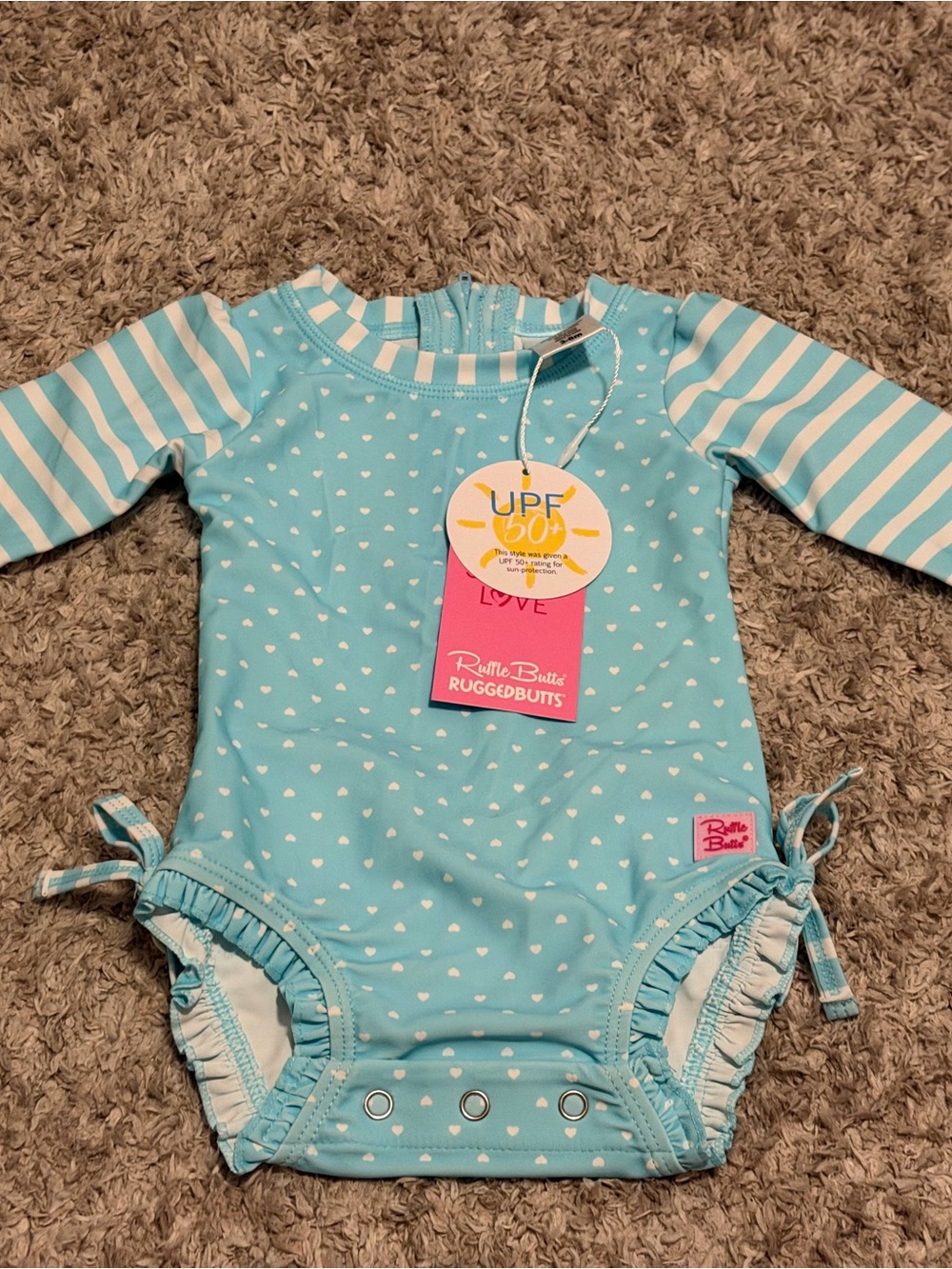 NWT RuffleButts Long Sleeve Rash Guard Swimsuit 3-6month